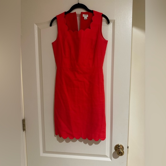 Pink scalloped J. Crew Midi Dress - Picture 3 of 4